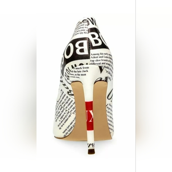 Steve Madden | VALA Newspaper Print Pointed Toe Heels | White Multi | Size 9 | N - Picture 5 of 16
